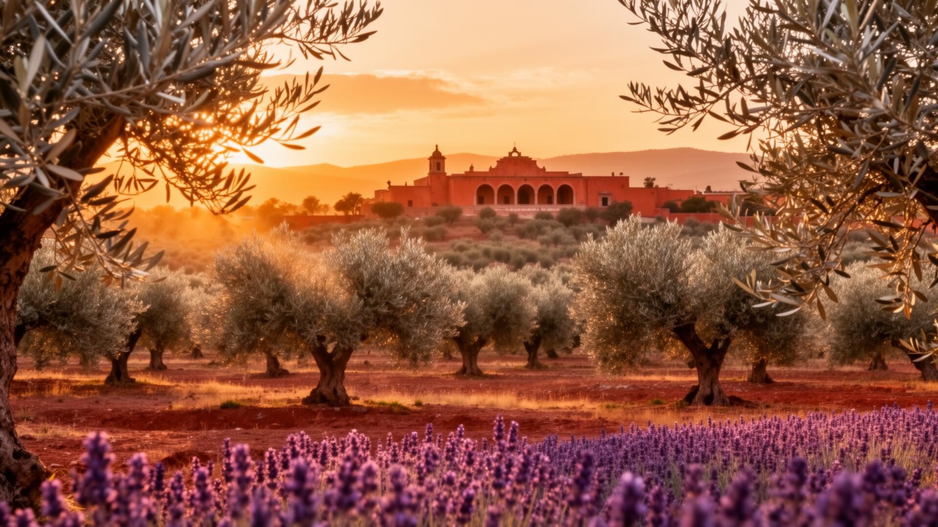 Olive grove at sunset in San Miguel de Allende